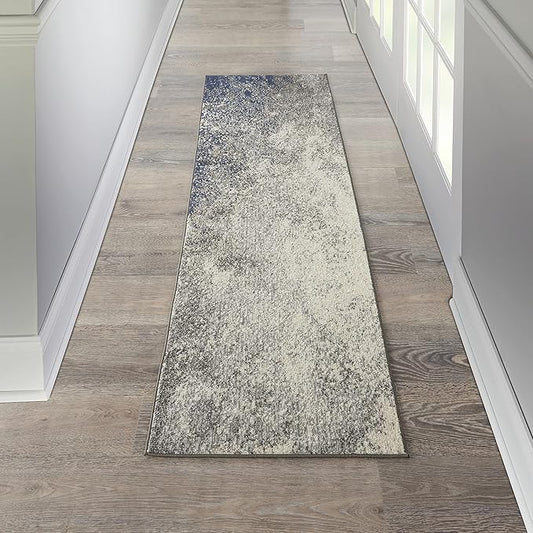Nourison Home Passion Charcoal/Ivory 2'2" x 10' Area-Rug, Modern, Abstract, Easy-Cleaning, Non Shedding, Bed Room, Living Room, Dining Room, Kitchen, (10' Runner)