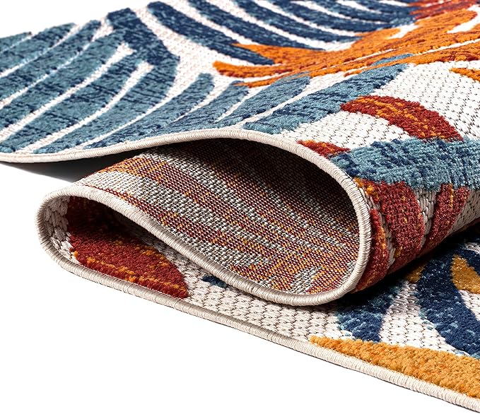 JONATHAN Y Tropics Palm Leaves Indoor Outdoor Runner Rug 2X8 Cream/Orange, Boho for Backyard, Patio, Porch, Easy-Cleaning, High Traffic, Pet-Friendly, Non-Shedding (AMC100B-28)