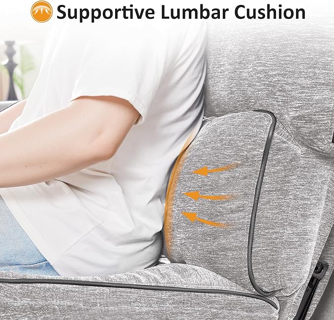 MCombo 60" Wall Hugger Power Loveseat Recliner Sofa with Adjustable Headrest, RV Reclining Loveseat with USB and Type C Charge Ports for Living Room 6924 (Light Grey, Loveseat)
