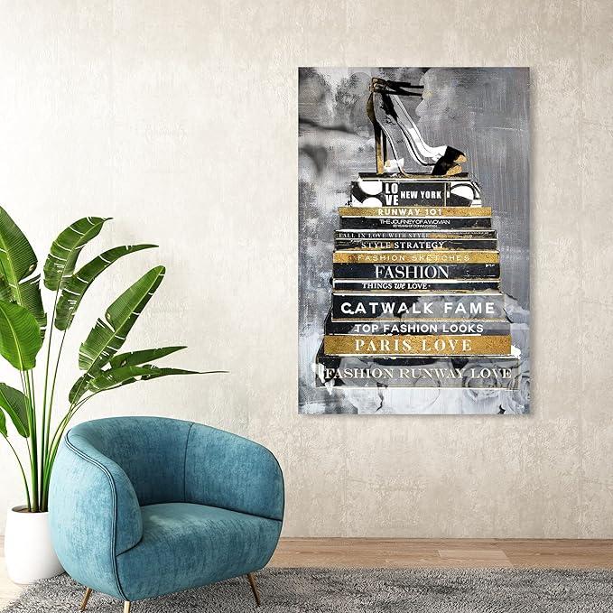 The Oliver Gal Artist Co. Fashion and Glam Wall Art Canvas Prints 'Fashion Thoughts Noir Classic' Shoes