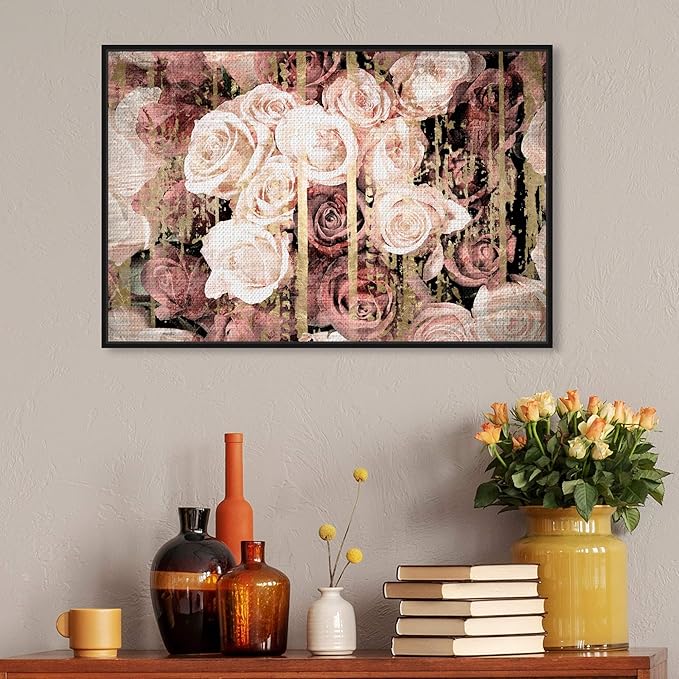The Oliver Gal Artist Co. Floral and Botanical Framed Wall Art Canvas Prints 'Shabby Chic Romance' Florals