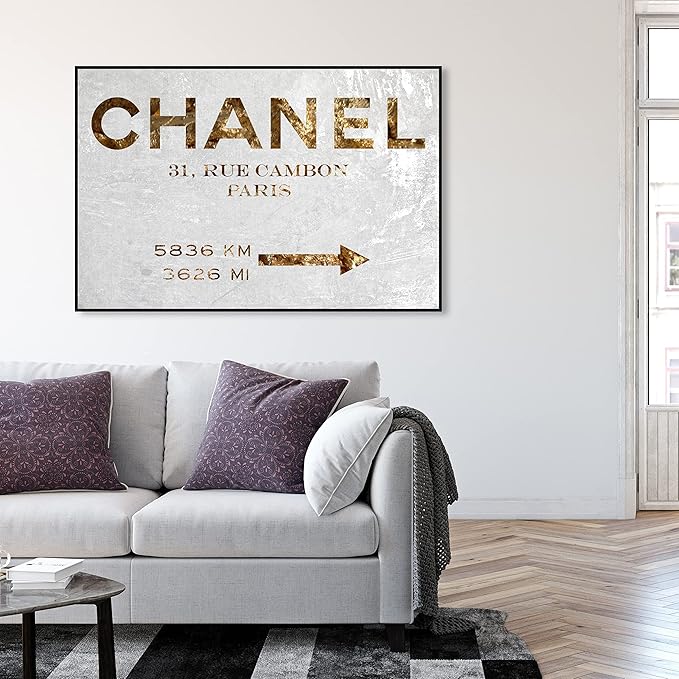The Oliver Gal Artist Co. Contemporary 36 in x 54 in Paris Couture Luxury Framed Canvas Wall Art Bedroom Gold