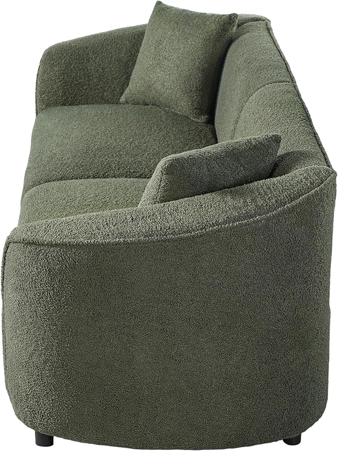 Christopher Knight Home Sabbo 87.50" Boucle Upholstered Couch, Oversized 2 Seater Sofa, Curved Soft Seating Lounge Sofa Chair, Cozy Loveseat with Armrest, Reading Sofa for Living Room Home Rest, Green