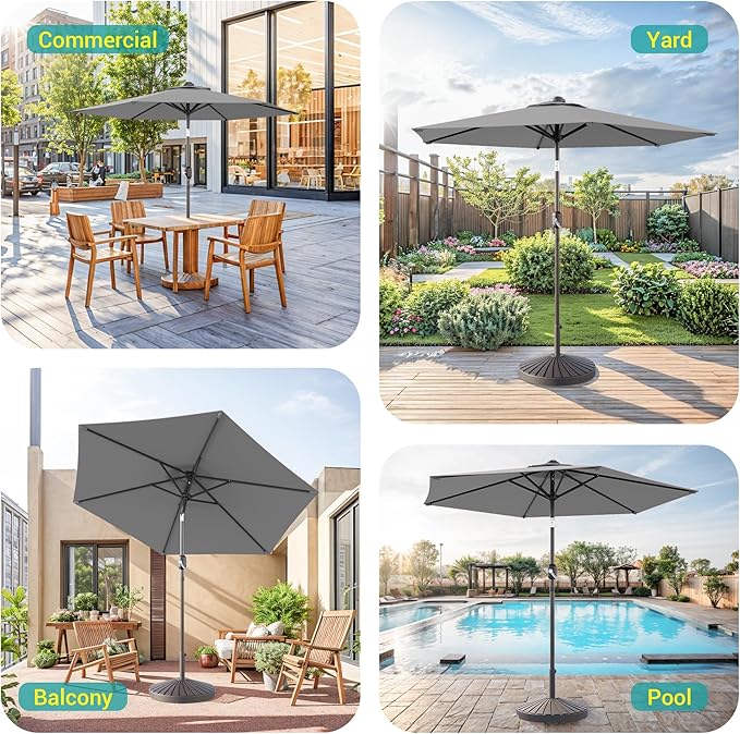 7.5ft Outdoor Umbrella Patio Umbrella,2-Year-Non-Fading,Table Market Patio Umbrella with Push Button Tilt and Crank,for Pool, Deck, Garden,Backyard