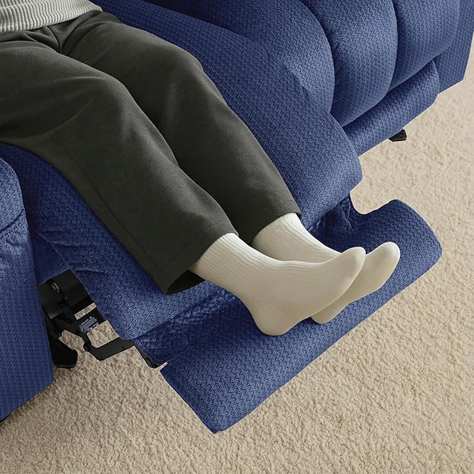 MCombo 55.9" Zero Gravity Power Loveseat Recliner with Heat and Vibration Massage, Reclining Loveseat Sofa with USB Ports, Cup Holders for Living Room, Fabric PR648SET (Navy Blue)