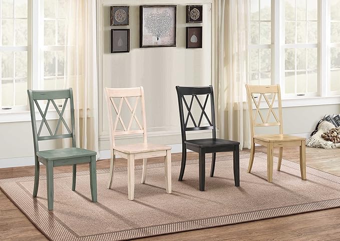Homelegance Janina Dining Room Chairs Set of 2, Modern Farmhouse Dining Chairs Set of 2, Solid Wood, X Cross Back, Traditional Modern Ranch Style Kitchen For Table, Armless, Easy Assembly, White
