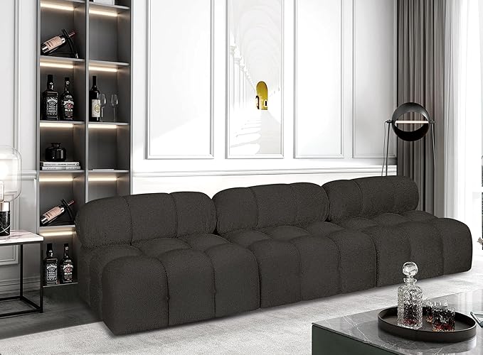 Meridian Furniture 611Brown-S102B Ames Collection Modern | Contemporary Modular Sofa with Rich Brown Boucle Fabric, Modular to Create Infinite Configurations, 102" W x 34" D x 28" H, Brown