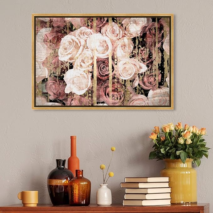 The Oliver Gal Artist Co. Floral and Botanical Framed Wall Art Canvas Prints 'Shabby Chic Romance' Florals