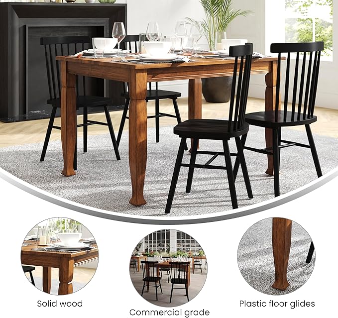 Taylor & Logan Lennox 47" Solid Wood Dining Table in a Walnut Matte Finish, Seating for 4, Stylish Turned Wooden Legs, Perfect for Hosting or Everyday Meals