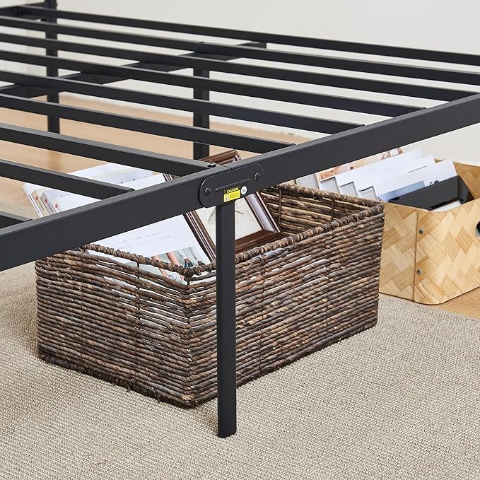 VECELO Queen Size Metal Platform Bed Frame with Headboard/Premium Steel Slat Support/No Box Spring Needed/Noise-Free Anti-Slip/Easy Assembly