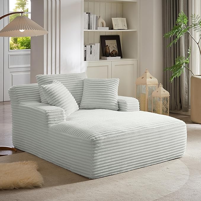 KEIKI 66" Oversized Chaise Lounge Chair, No Assembly Extra-Wide Boneless Sleeper Lounger for Apartment Living, Cozy Deep Seat for Stretching Out, Relaxing or Two-Person Lounging