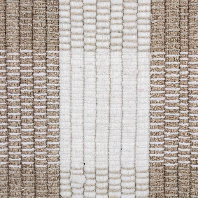 DII Buffalo Check Rug Collection, Hand Dyed Reversible Chindi Rug, 26x40, Stone/Cream