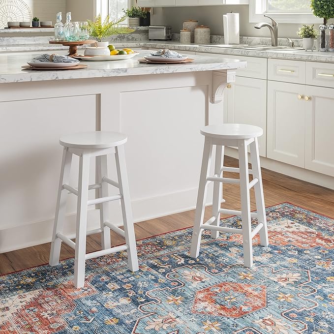 Zeke White 24" Counter Stool with Round Seat by Linon