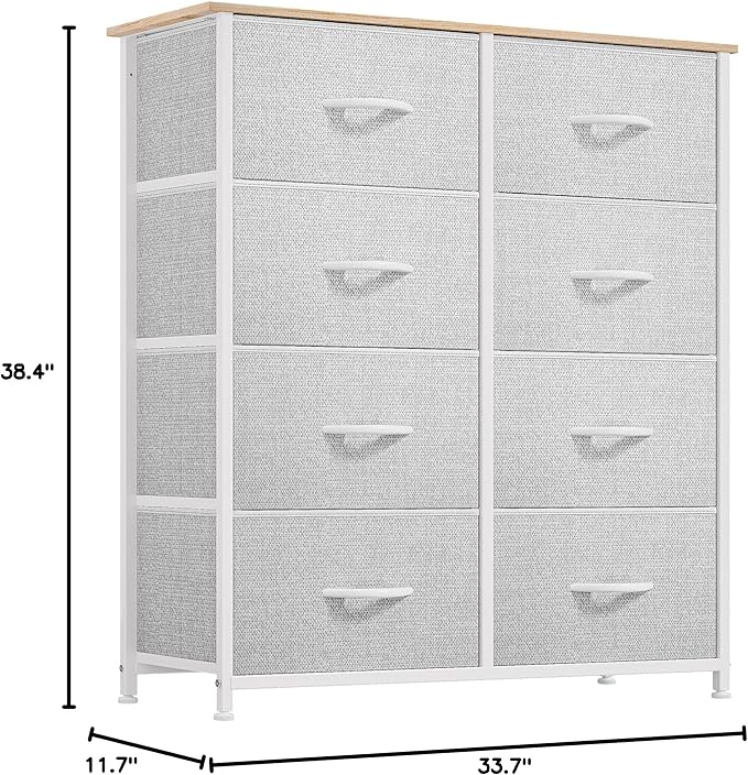 DWVO Dresser for Bedroom, Fabric Tower with 8 Drawers, Black Dresser & Chest of Drawers for Closet, Living Room