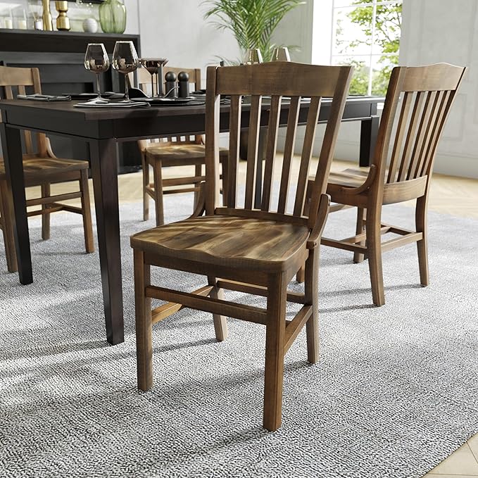 Flash Furniture Hercules School House Back Metal Restaurant Chair - Antique Copper Wood Seat and Frame