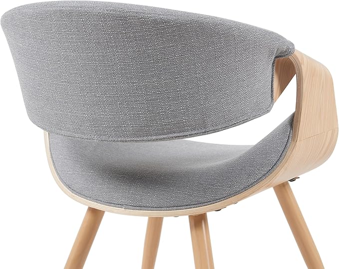 Armen Living Butterfly Mid-Century Dining Chair with Grey Fabric Upholstered Seat and Oak Finish