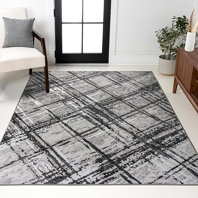 JONATHAN Y Slant Abstract Black/Gray Indoor Area Rug 5X8 ft, Modern for Living Room, Bedroom, Kitchen, Office, Easy-Cleaning, High Traffic, Pet-Friendly, Non-Shedding SOR201D-5