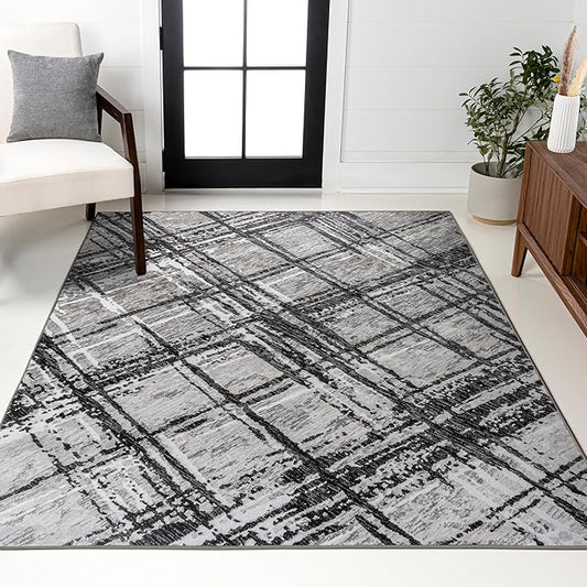 JONATHAN Y Slant Abstract Black/Gray Indoor Area Rug 3X5 ft, Modern for Living Room, Bedroom, Kitchen, Office, Easy-Cleaning, High Traffic, Pet-Friendly, Non-Shedding SOR201D-3