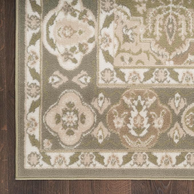 Nourison Home Grafix Green 9' x 12' Area Rug - Easy Clean, Non Shedding, Bed Room, Living Room, Dining Room, Kitchen (9' x 12')