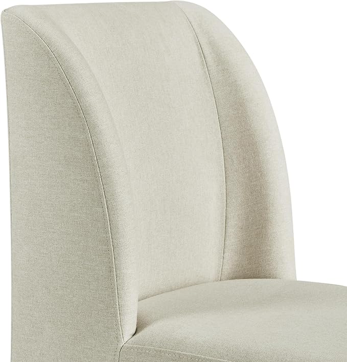 Yaheetech Upholstered Dining Chairs Set of 4 Modern Kitchen Chairs with Mid Back Padded Seat and Metal Legs for Dining Room, Living Room, Restaurant, Armless Design, Beige