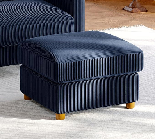 Welzona 25.2" Couches for Living Room, Comfy Blue Ottoman with Storage, Foot Rest Tool-Free Setup, Small Ottoman Foot Rest for Couch, Corduroy Couch for Bedroom, Apartment, Office