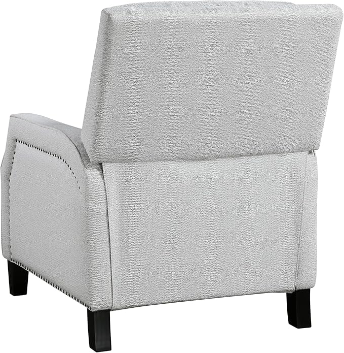 Lexicon Push Back Recliner Chair, Reclining Sofa Armchair, Modern Recliner Sofa Chair with Footrest, Chenille Fabric Recliner Arm Chair, Single Sofa Accent Chair for Living Room/Office/Apartment, Grey