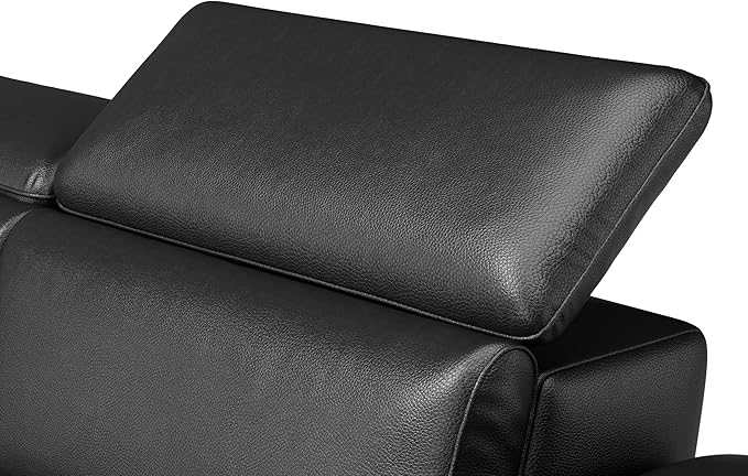 Valencia Pista 113" Full Leather Reclining Sectional Sofa with Left Hand Chaise | Power Recliner Chair, Nappa 11000 Leather | Sectional Couch for Living Room Furniture, Black