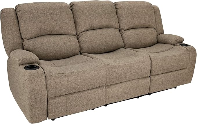 RecPro Charles Powered Double Recliner Sofa & Loveseat | Wall Hugger RV Furniture - Cloth Oatmeal 80''