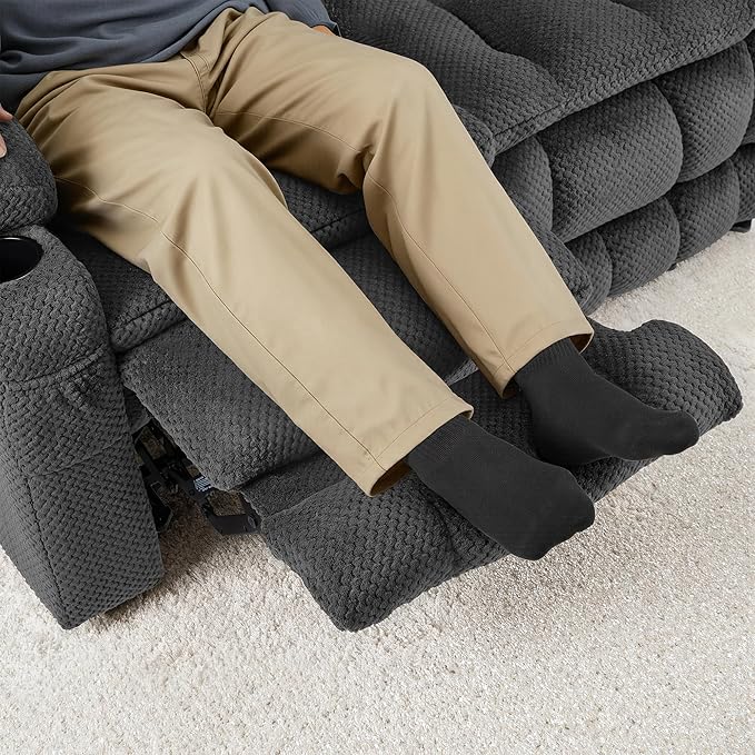 MCombo 57" Reclining Loveseat with Heat and Massage, Zero Gravity Recliner Loveseat Sofa with Dual USB Charging Ports for Living Room, Fabric 6314 (Dark Grey)