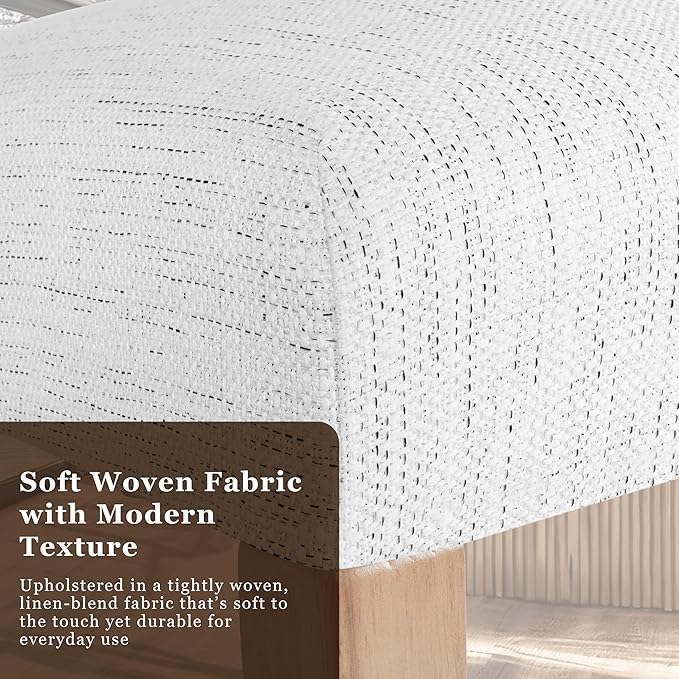 HomePop 24" Open Back Counter Stool|HomePop Home Décor|Fabric Chairs for Dining Room, Kitchen and Living Room - Stain Resistant White Woven(Single Pack)