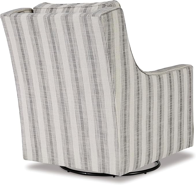 Signature Design by Ashley Kambria Striped Upholstered Swivel Accent Glider Chair, Ivory & Black