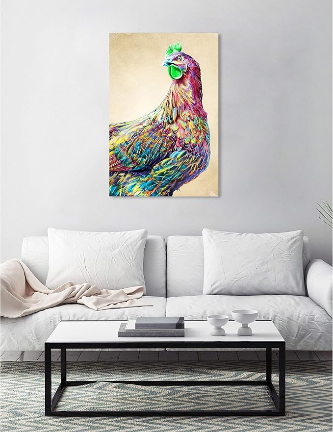 The Oliver Gal Artist Co. Fun Colorful Glam Rooster Canvas Art, 16" x 16"