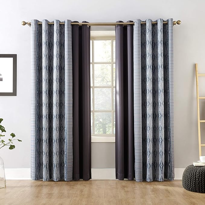 Sun Zero Nordic 2-Pack Theater Grade Noise Reducing Extreme 100% Blackout Grommet Curtain Panel Pair, 52" x 84, Coal Gray