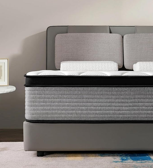 OGlAWA Full Size Mattress,12 Inch Gel Memory Foam Hybrid Mattress in a Box,Full Mattress with Individual Pocket Spring,Medium Feel,Pain Relief,CertiPUR-US.