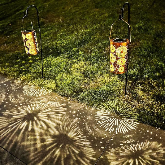 Mothers Day Gifts, Fireworks Birthday Gifts for Women, Solar Lanterns Outdoor Waterproof, Garden Decor Metal Hanging Decorative Solar Lights for Patio Yard Lawn, Gardening Gifts for Women Mom Grandma