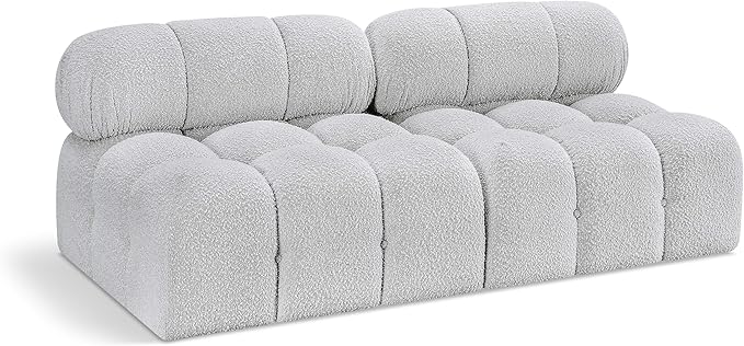 Meridian Furniture 611Grey-S68B Ames Collection Modern | Contemporary Modular Sofa with Rich Grey Boucle Fabric, Modular to Create Infinite Configurations, 68" W x 34" D x 28" H, Grey