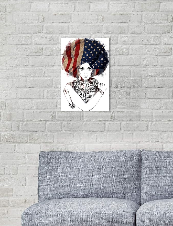 The Oliver Gal Artist Co. People and Portraits Wall Art Canvas Prints 'New American Woman' Home Décor, 10 in x 15 in, White, Black