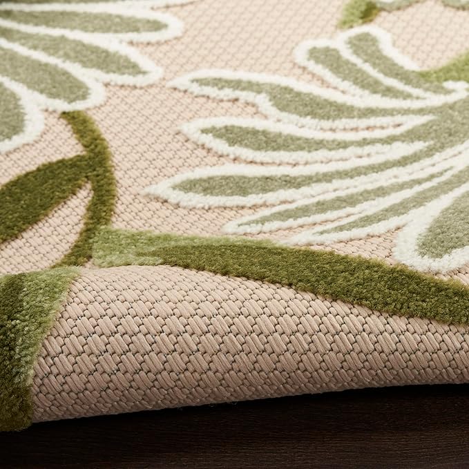 Nourison Home Aloha Ivory Green 5'3" x 7'5" Area Rug - Easy Clean, Non Shedding, Bed Room, Living Room, Dining Room, Kitchen (5' x 8')