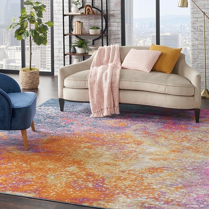 Nourison Home Passion Sunburst 8' x 10' Area-Rug, Modern, Abstract, Easy-Cleaning, Non Shedding, Bed Room, Living Room, Dining Room, Kitchen