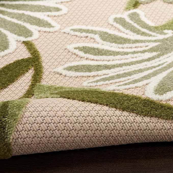 Nourison Home Aloha Ivory Green 10' x 14' Area Rug - Easy Clean, Non Shedding, Bed Room, Living Room, Dining Room, Kitchen (10' x 14')