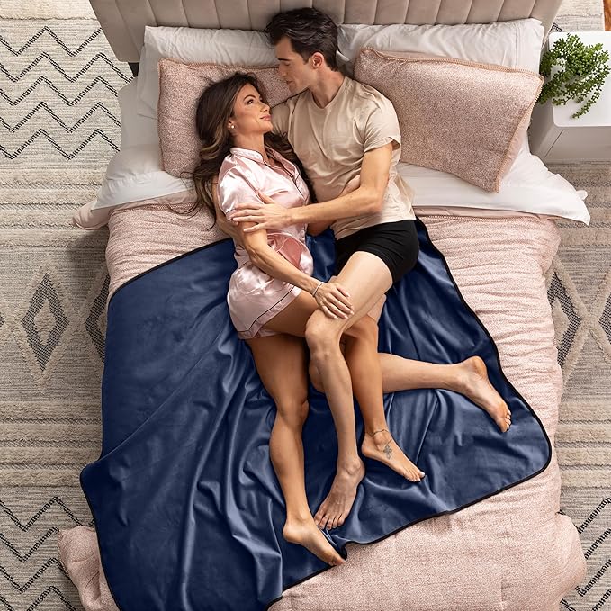 Avana Waterproof Throw Blanket | Protector for People and Pets | Leak Proof Moisture Barrier - Regular Size, Micro-Velvet Blue