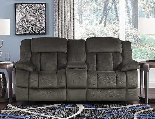 Lexicon Reclining Living Room Set, Manual Reclining Sofas, Couches for Living Room, Includes Reclining Sofa and Dual Glider Recliner Loveseat, 2-Piece Set, Chocolate