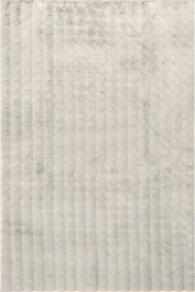 Nuloom Jeni Grey, 3'9" x 6', Solid Faux Rabbit, Fluffy and Cozy, High Traffic, Stain Resistant, Easy Clean, Durable Washable Area Rug for Bedroom, Living Room, Dining, Den, Foyer, Entryway