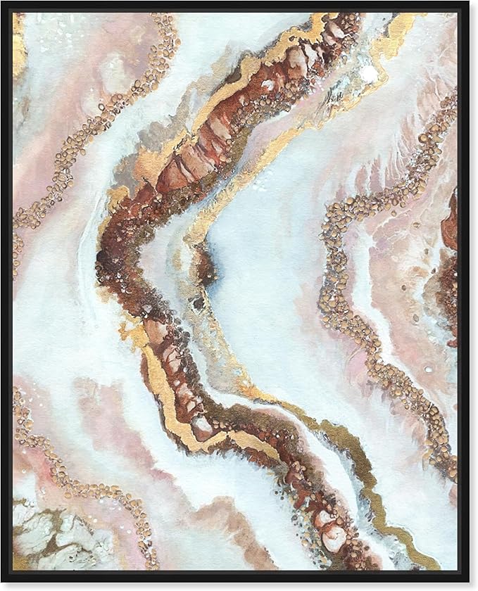 Art Remedy Blush Geode Framed Mineral, Agate & Geode 1 Piece Canvas Wall Art, 37" x 46", Black Frame