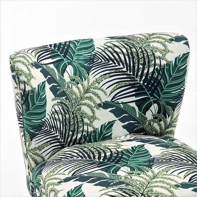 Thia Armless Accent Chair for Living Room, Elegant Seat with Nailhead Trim, Gold Metal Legs and Comfortable Curved Back, 28" D x 25" W x 29.5" H, 01 Floral Print