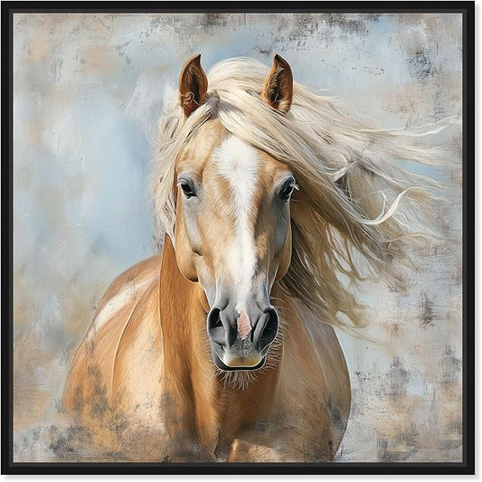 Art Remedy Rustic Rider Canvas Horse Wall Art, Black Frame, 12" x 12"