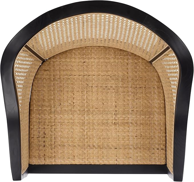 SAFAVIEH Home Collection - Maika Black & Natural Brown Solid Wood & Cane Rattan Dining Chair, Fully Assembled (DCH9500D)