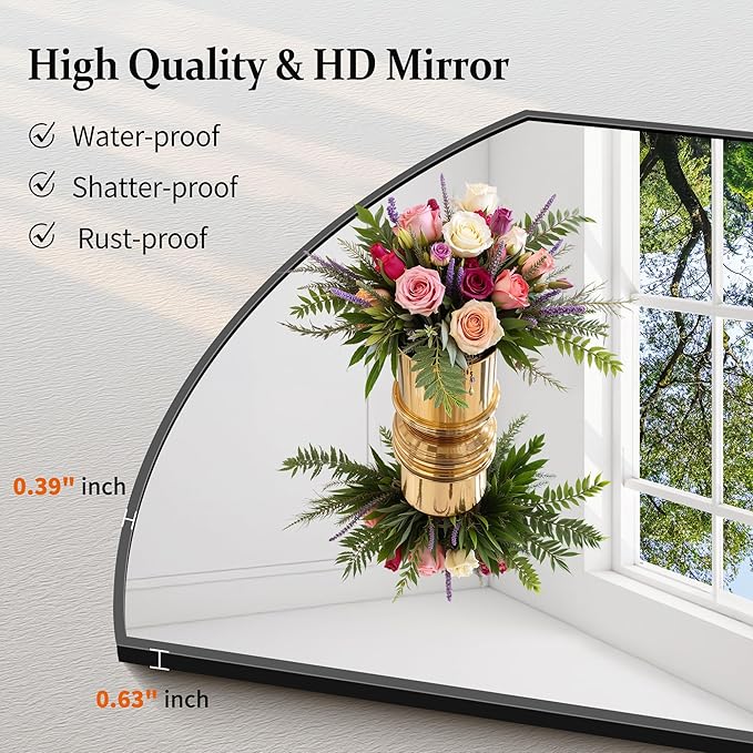 Bathroom Mirror, 36x48 Inch Black Oval Large Wall Mounted Mirror with Thin Metal Frame, Modern Bathroom Vanity Mirrors for Over Sink, Entryway, Living Room, Bedroom