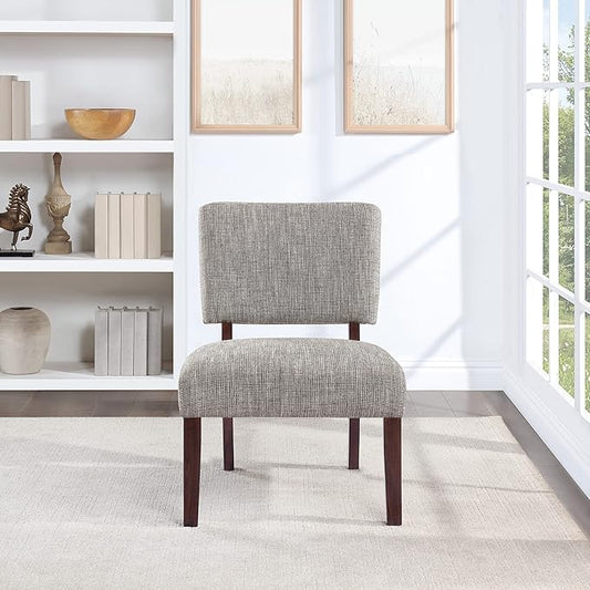 OSP Home Furnishings Jasmine ‎Mid-Century Modern Accent Chair with Wood Legs, Tweed Charcoal Fabric