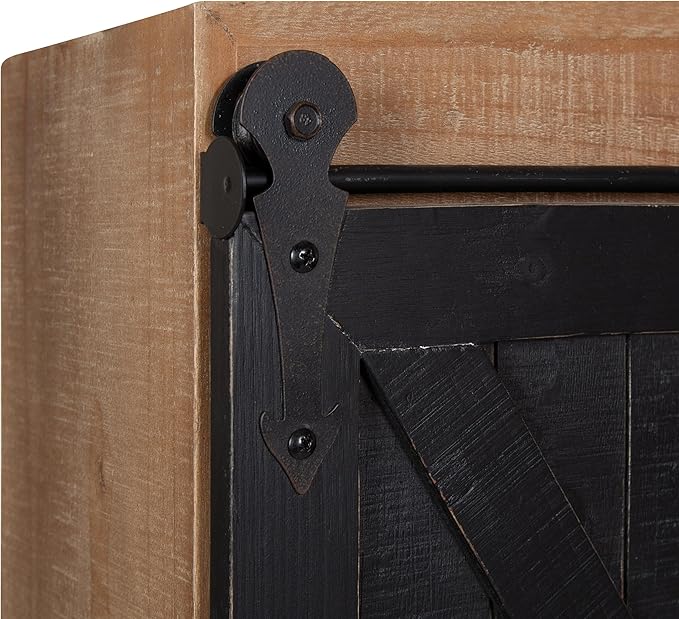 Kate and Laurel Cates Rustic Wall Cabinet; 22 x 28; Black and Rustic Brown; Farmhouse Wall-Mounted Storage Cabinet